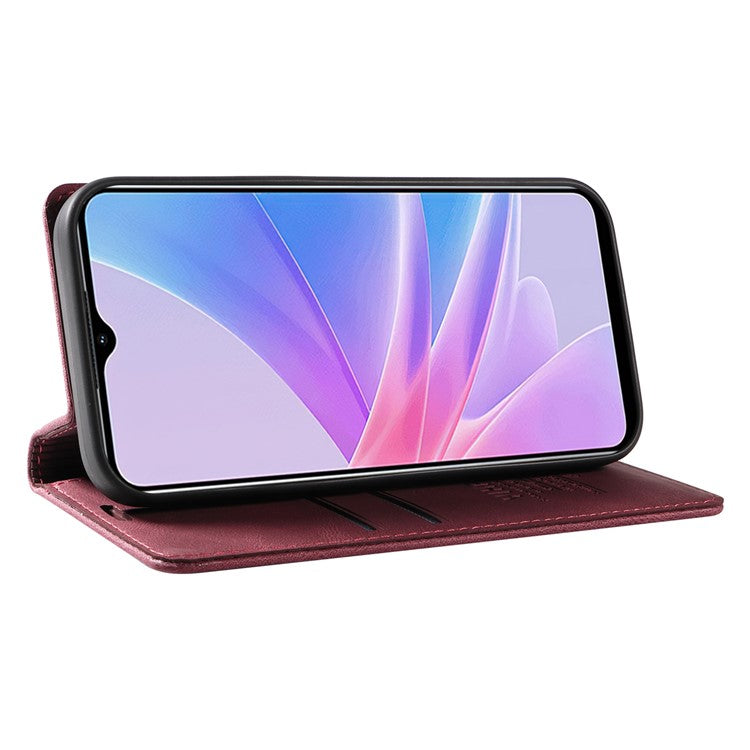 YIKATU YK-004 For Oppo A58 5G / A78 5G Skin-touch Leather Cover Flip Wallet Stand Phone Case - Wine Red
