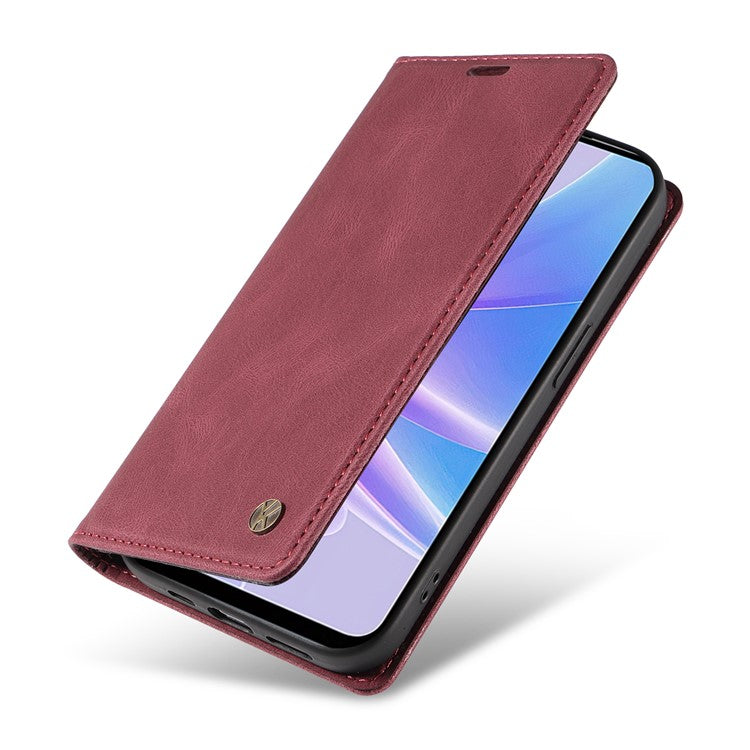 YIKATU YK-004 For Oppo A58 5G / A78 5G Skin-touch Leather Cover Flip Wallet Stand Phone Case - Wine Red