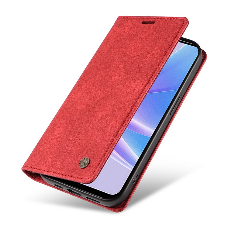 YIKATU YK-004 For Oppo A58 5G / A78 5G Skin-touch Leather Cover Flip Wallet Stand Phone Case - Red