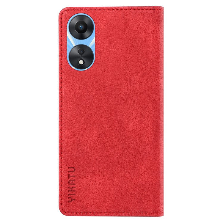 YIKATU YK-004 For Oppo A58 5G / A78 5G Skin-touch Leather Cover Flip Wallet Stand Phone Case - Red