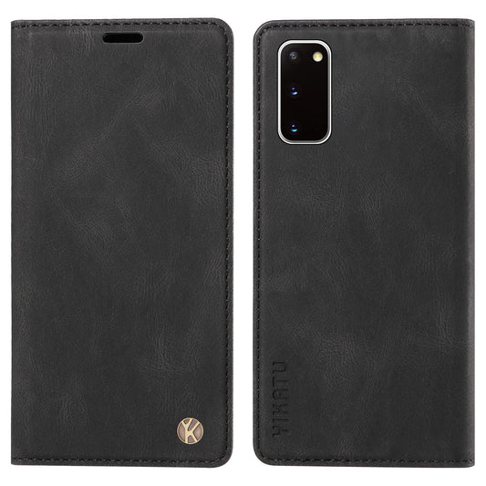 YIKATU YK-004 For Samsung Galaxy S20 FE / S20 FE 5G / S20 FE 2022 / S20 Lite Leather Cover Skin-touch Flip Wallet Stand Phone Case - Black