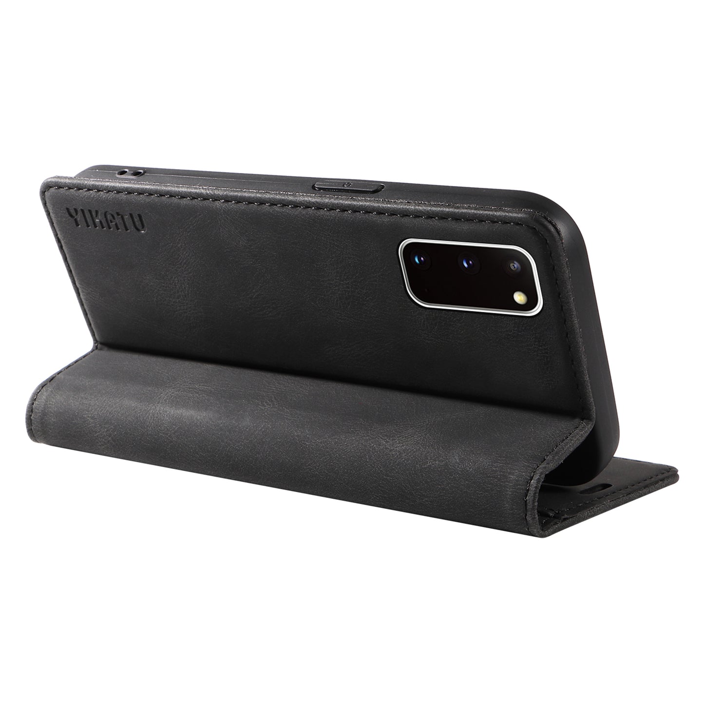 YIKATU YK-004 For Samsung Galaxy S20 FE / S20 FE 5G / S20 FE 2022 / S20 Lite Leather Cover Skin-touch Flip Wallet Stand Phone Case - Black