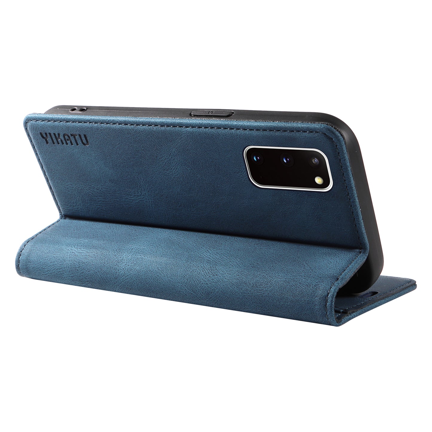 YIKATU YK-004 For Samsung Galaxy S20 FE / S20 FE 5G / S20 FE 2022 / S20 Lite Leather Cover Skin-touch Flip Wallet Stand Phone Case - Blue