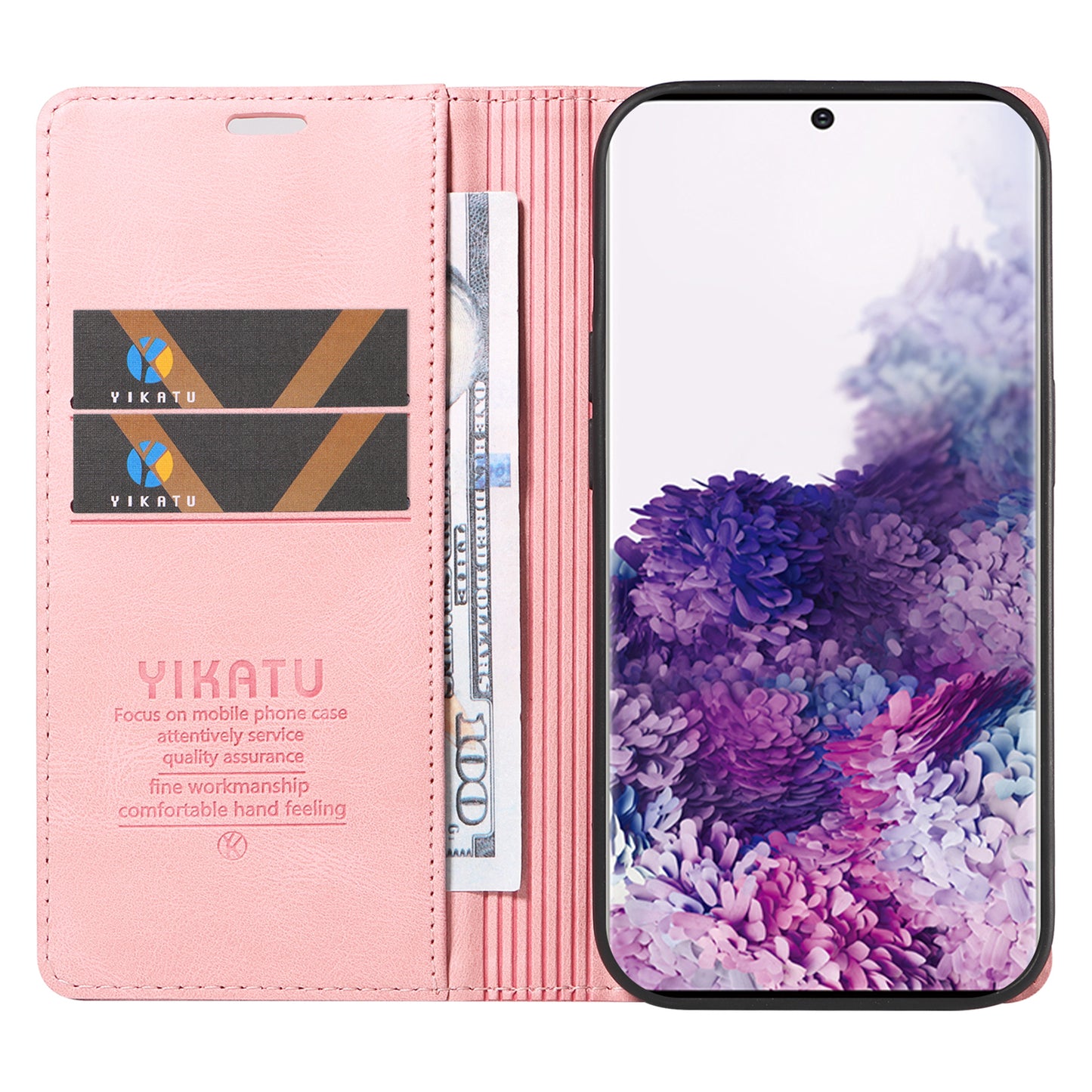 YIKATU YK-004 For Samsung Galaxy S20 FE / S20 FE 5G / S20 FE 2022 / S20 Lite Leather Cover Skin-touch Flip Wallet Stand Phone Case - Pink