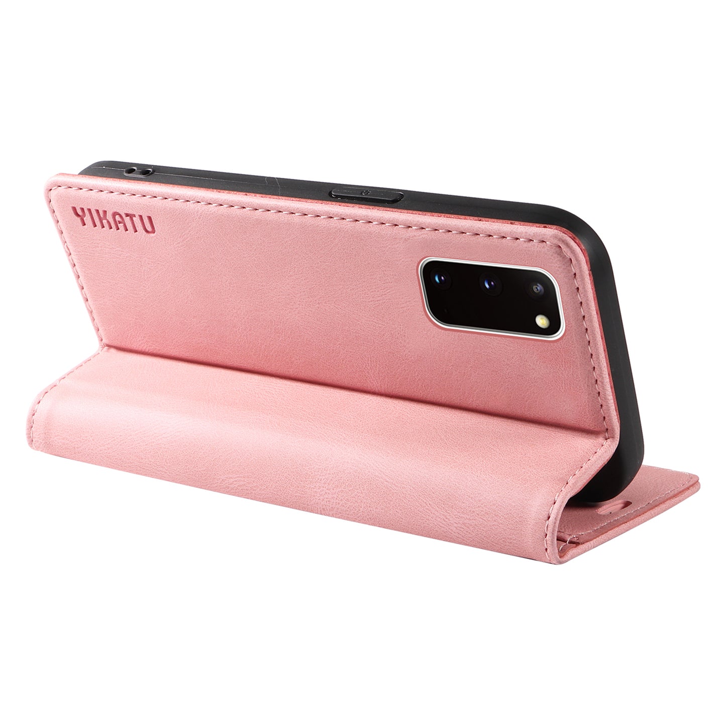 YIKATU YK-004 For Samsung Galaxy S20 FE / S20 FE 5G / S20 FE 2022 / S20 Lite Leather Cover Skin-touch Flip Wallet Stand Phone Case - Pink