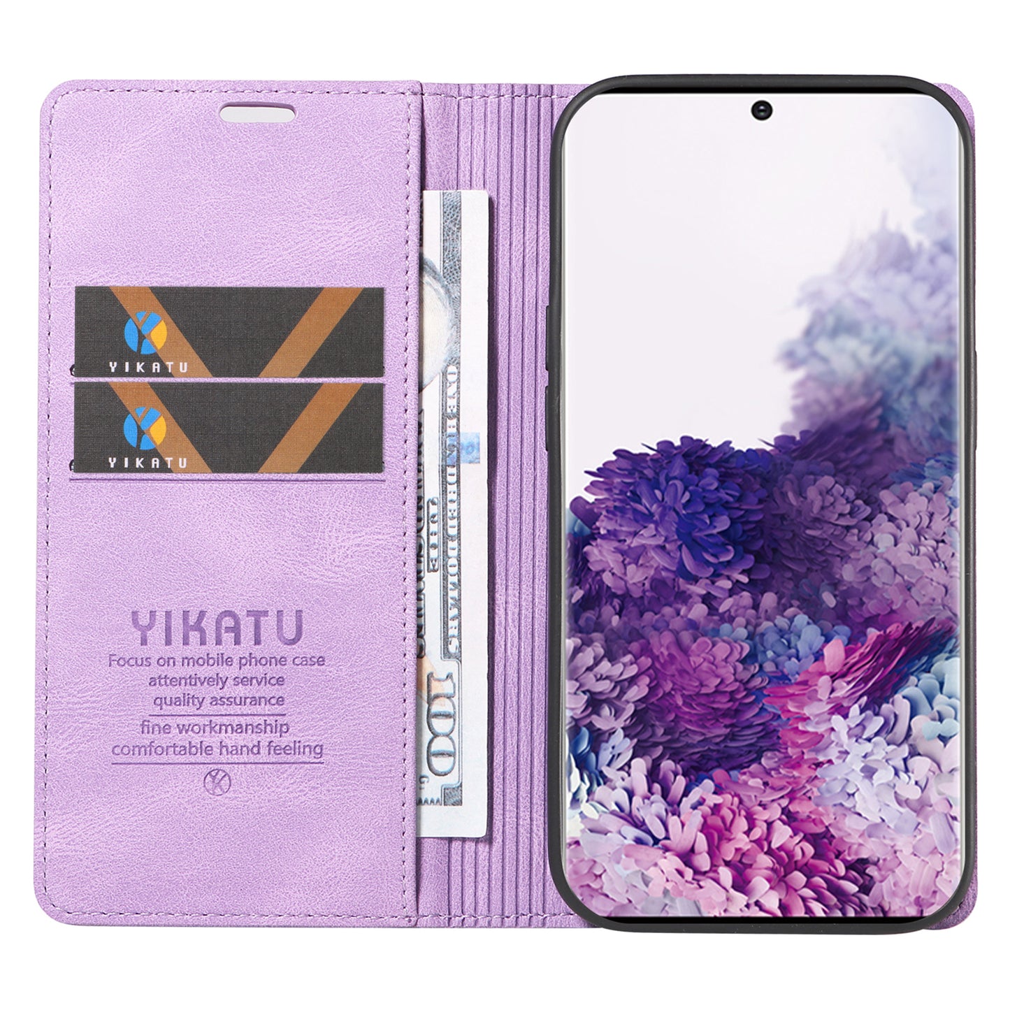 YIKATU YK-004 For Samsung Galaxy S20 FE / S20 FE 5G / S20 FE 2022 / S20 Lite Leather Cover Skin-touch Flip Wallet Stand Phone Case - Purple