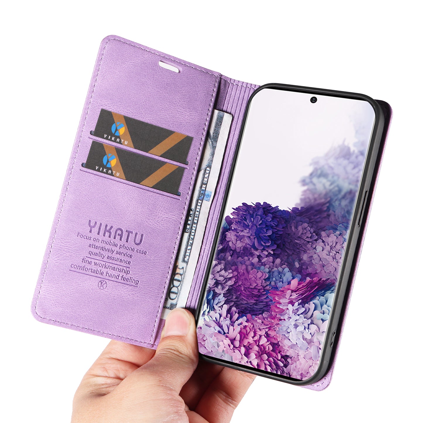 YIKATU YK-004 For Samsung Galaxy S20 FE / S20 FE 5G / S20 FE 2022 / S20 Lite Leather Cover Skin-touch Flip Wallet Stand Phone Case - Purple