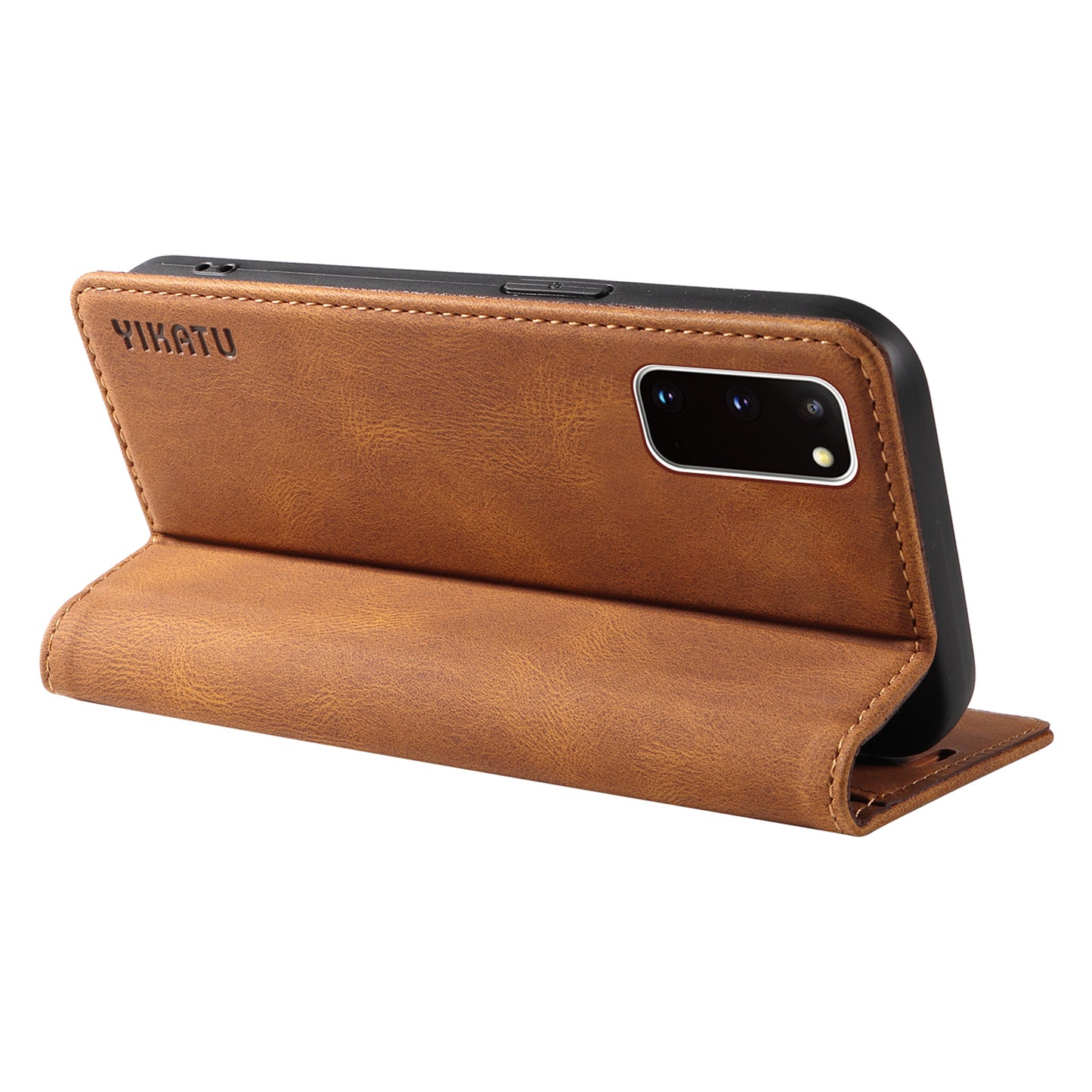 YIKATU YK-004 For Samsung Galaxy S20 FE / S20 FE 5G / S20 FE 2022 / S20 Lite Leather Cover Skin-touch Flip Wallet Stand Phone Case - Brown