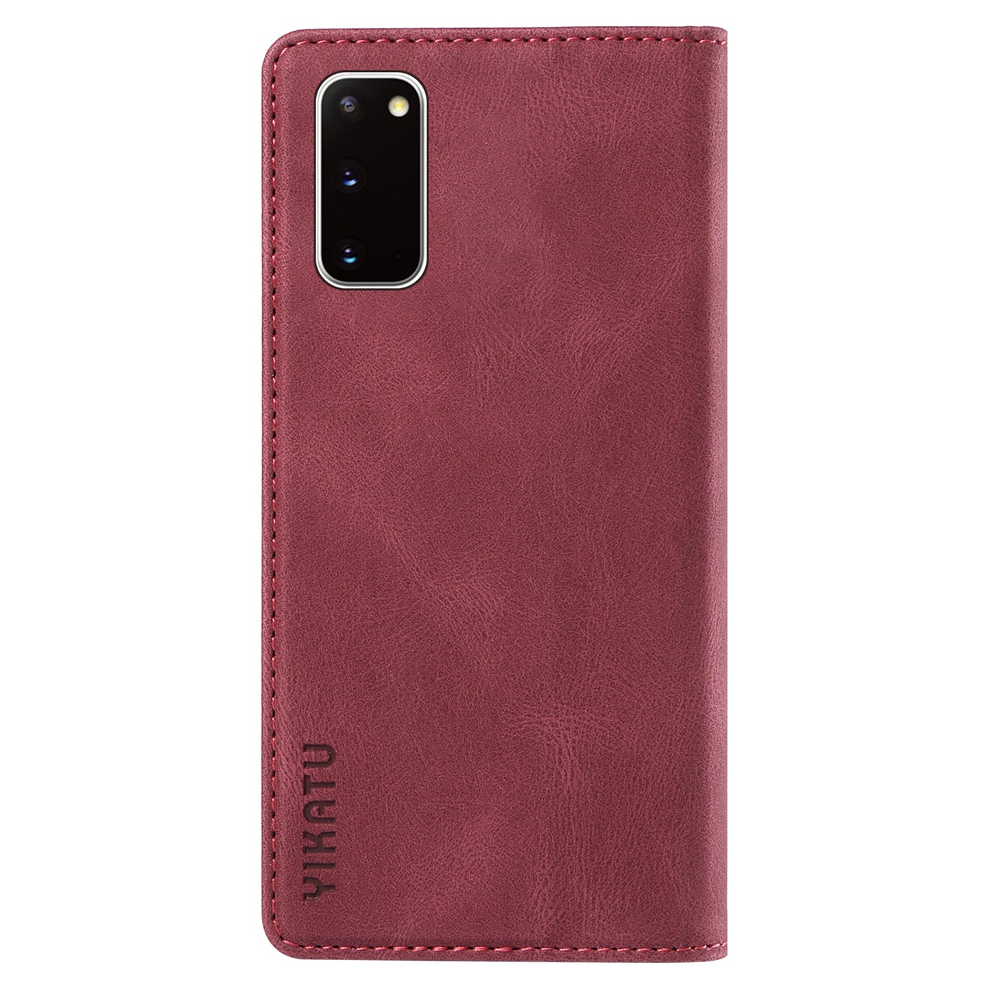 YIKATU YK-004 For Samsung Galaxy S20 FE / S20 FE 5G / S20 FE 2022 / S20 Lite Leather Cover Skin-touch Flip Wallet Stand Phone Case - Wine Red