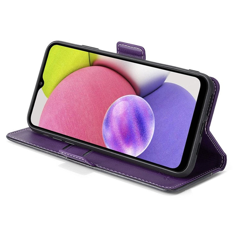 For Samsung Galaxy M54 5G / F54 5G Wallet Case Flip Stand Contrast Color TPU+PU Leather Phone Cover - Rose+Purple