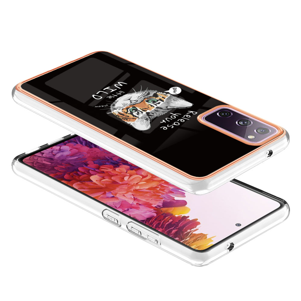 YB IMD Series-19 Style D For Samsung Galaxy S20 FE 5G / S20 FE / S20 FE 2022 / S20 Lite Phone Case 2.0mm TPU IMD Pattern Back Cover - Cat / Tiger