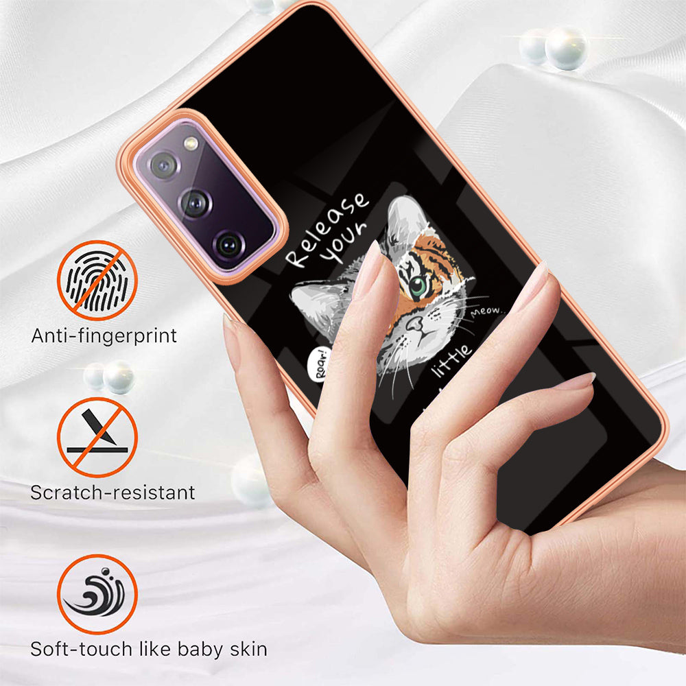 YB IMD Series-19 Style D For Samsung Galaxy S20 FE 5G / S20 FE / S20 FE 2022 / S20 Lite Phone Case 2.0mm TPU IMD Pattern Back Cover - Cat / Tiger