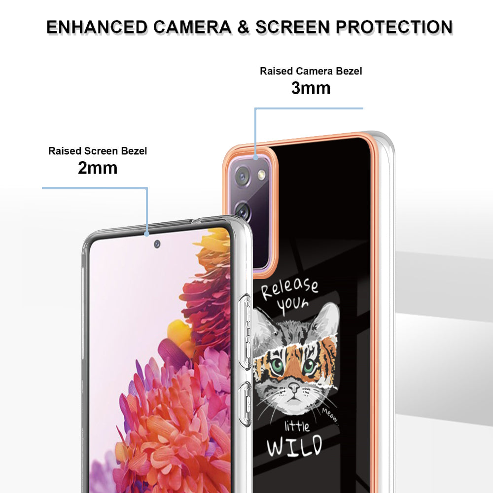 YB IMD Series-19 Style D For Samsung Galaxy S20 FE 5G / S20 FE / S20 FE 2022 / S20 Lite Phone Case 2.0mm TPU IMD Pattern Back Cover - Cat / Tiger