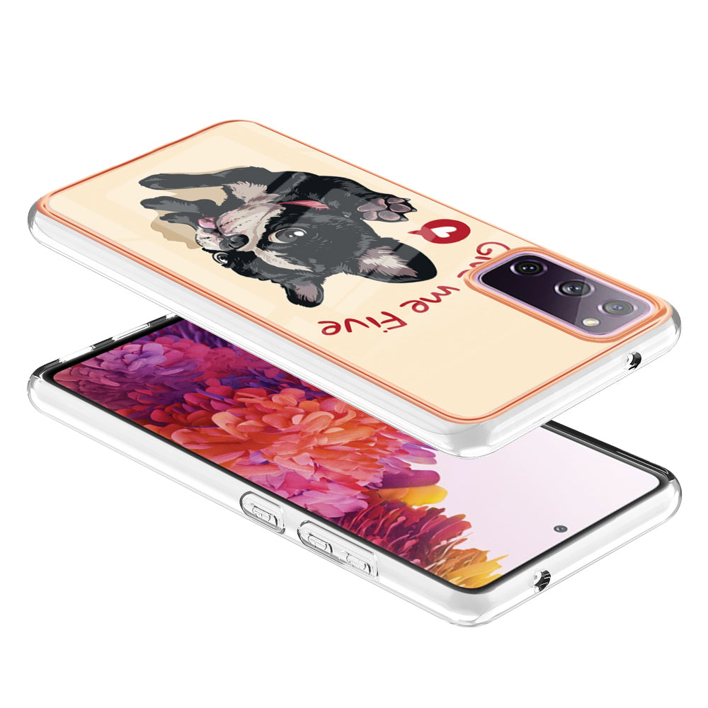 YB IMD Series-19 Style D For Samsung Galaxy S20 FE 5G / S20 FE / S20 FE 2022 / S20 Lite Phone Case 2.0mm TPU IMD Pattern Back Cover - Dog
