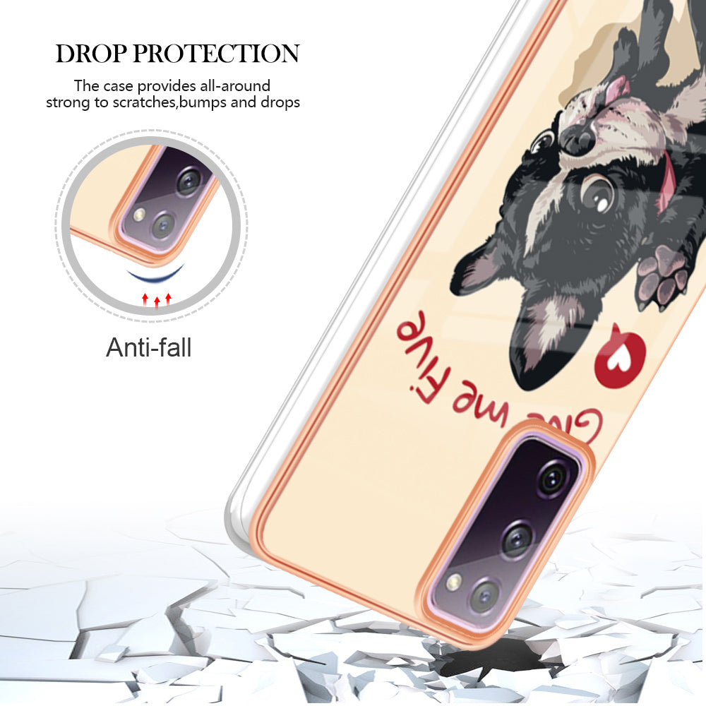 YB IMD Series-19 Style D For Samsung Galaxy S20 FE 5G / S20 FE / S20 FE 2022 / S20 Lite Phone Case 2.0mm TPU IMD Pattern Back Cover - Dog
