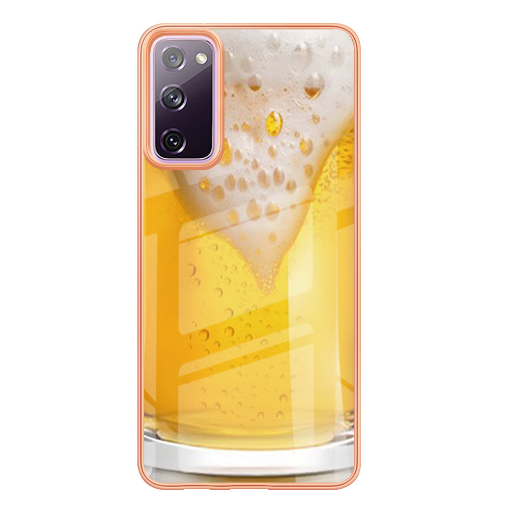 YB IMD Series-19 Style D For Samsung Galaxy S20 FE 5G / S20 FE / S20 FE 2022 / S20 Lite Phone Case 2.0mm TPU IMD Pattern Back Cover - Beer