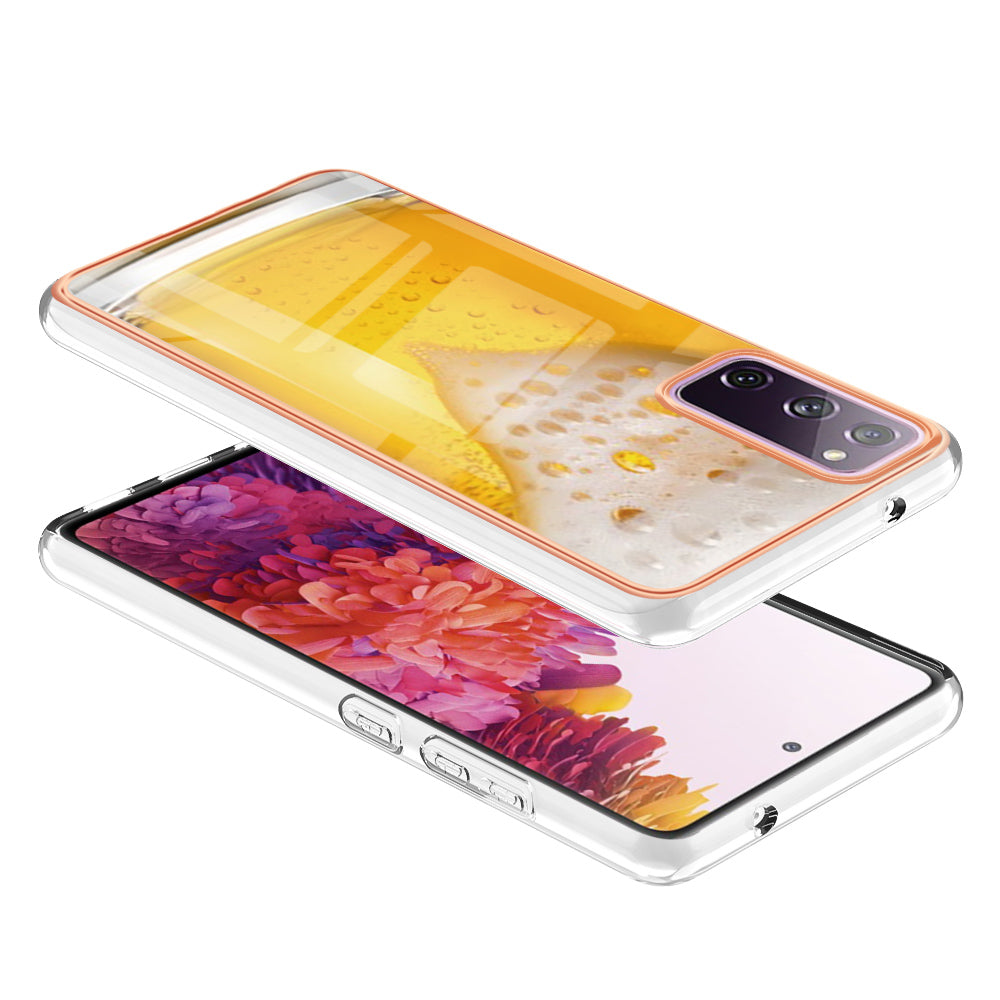 YB IMD Series-19 Style D For Samsung Galaxy S20 FE 5G / S20 FE / S20 FE 2022 / S20 Lite Phone Case 2.0mm TPU IMD Pattern Back Cover - Beer