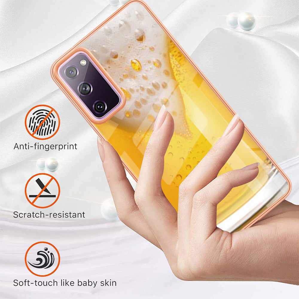 YB IMD Series-19 Style D For Samsung Galaxy S20 FE 5G / S20 FE / S20 FE 2022 / S20 Lite Phone Case 2.0mm TPU IMD Pattern Back Cover - Beer