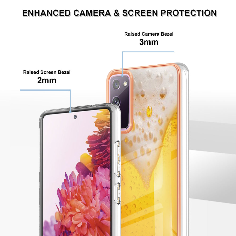 YB IMD Series-19 Style D For Samsung Galaxy S20 FE 5G / S20 FE / S20 FE 2022 / S20 Lite Phone Case 2.0mm TPU IMD Pattern Back Cover - Beer