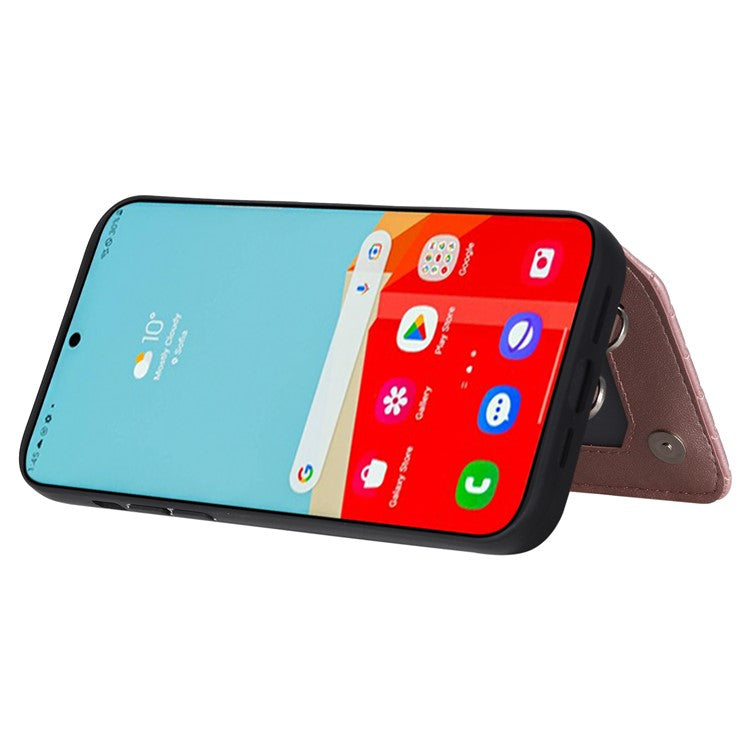 Style 008 For Samsung Galaxy S23 Ultra Rhombus Imprinted Phone Case PU+TPU Phone Cover with RFID Blocking - Rose Gold