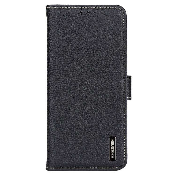 KHAZNEH For OnePlus Nord 3 5G / Ace 2V Litchi Texture Adjustable Stand Phone Cover Genuine Cow Leather Wallet Case - Black
