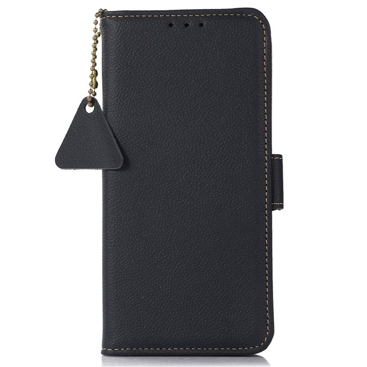 TJ Smartphone Case for OnePlus Nord 3 5G / Ace 2V , RFID Blocking Genuine Cow Leather Stand Wallet Cover - Blue