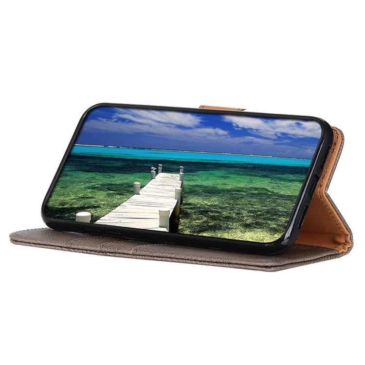 KHAZNEH For OnePlus Nord CE3 5G PU Leather Wallet Phone Case Stand Cowhide Texture Phone Cover - Khaki