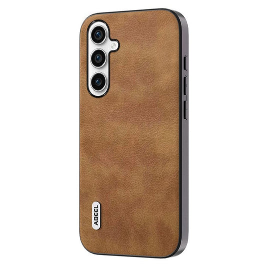 ABEEL Retro Phone Cover for Samsung Galaxy M54 5G / F54 5G Litchi Texture Leather Coated TPU+PC Case - Brown