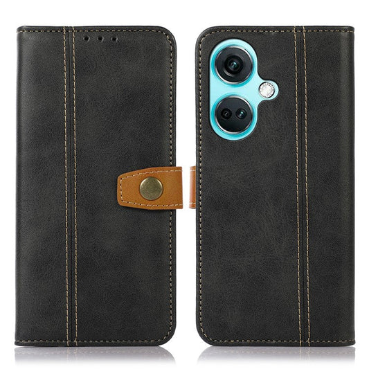 For OnePlus Nord CE3 5G Phone Case Stand Wallet Shockproof Calf Texture PU Leather Cover Shell - Black