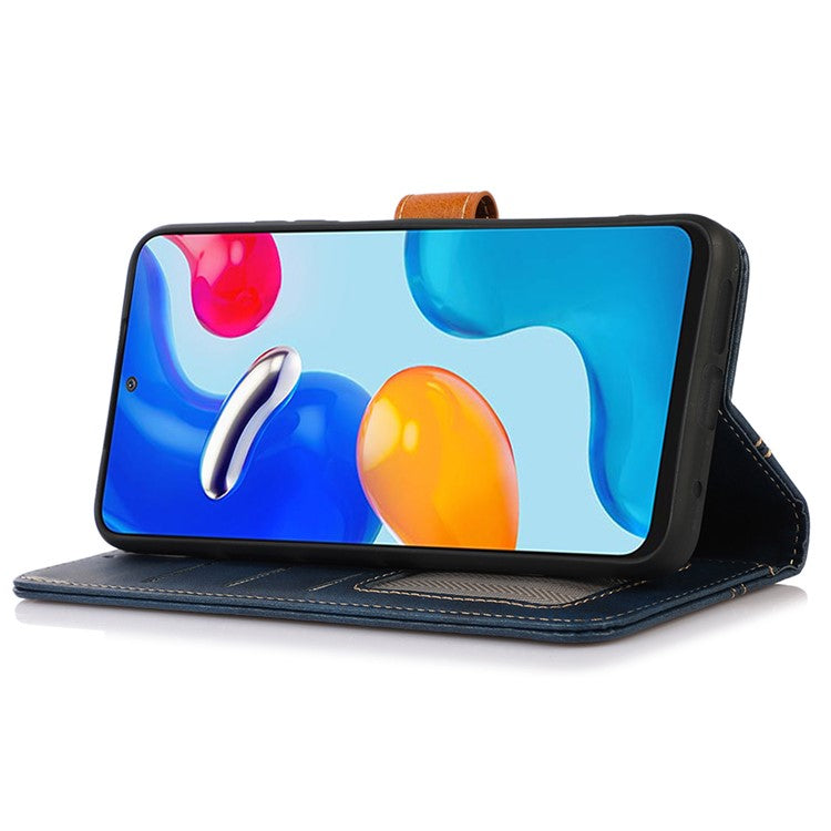 For OnePlus Nord CE3 5G Phone Case Stand Wallet Shockproof Calf Texture PU Leather Cover Shell - Sapphire