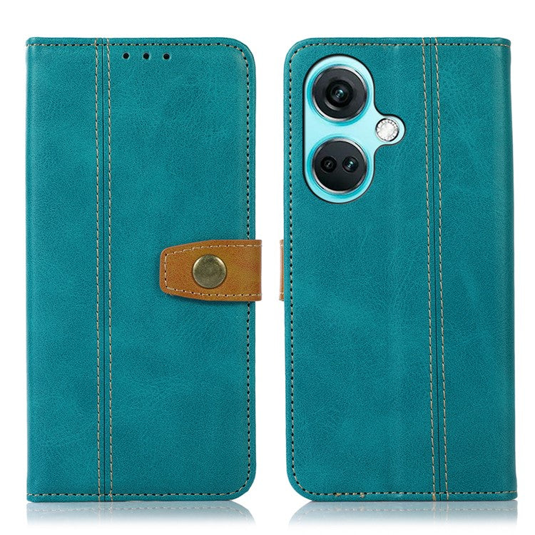For OnePlus Nord CE3 5G Phone Case Stand Wallet Shockproof Calf Texture PU Leather Cover Shell - Light Green
