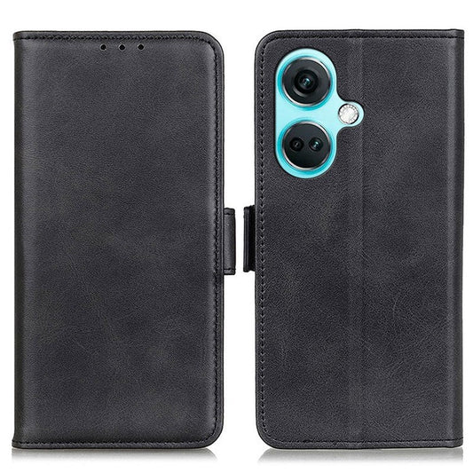 For OnePlus Nord CE3 5G Cowhide Texture Wallet Phone Case PU Leather Phone Stand Cover - Black