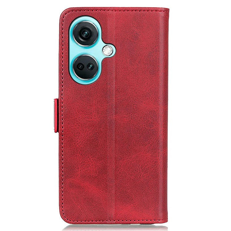 For OnePlus Nord CE3 5G Cowhide Texture Wallet Phone Case PU Leather Phone Stand Cover - Red