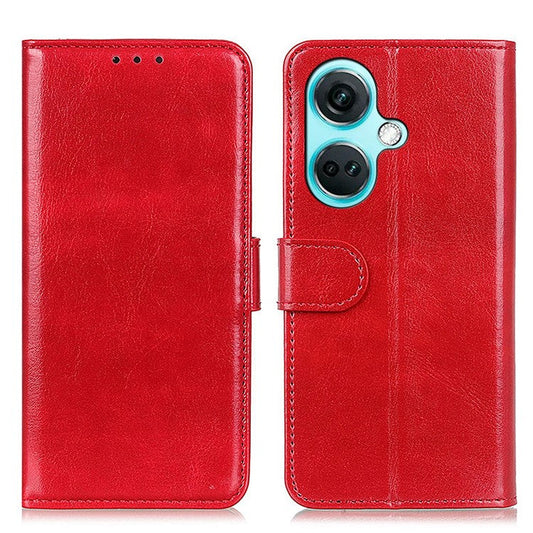 For OnePlus Nord CE3 5G Crazy Horse Texture Cover Wallet PU Leather Stand Cell Phone Case - Red