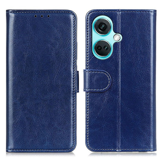 For OnePlus Nord CE3 5G Crazy Horse Texture Cover Wallet PU Leather Stand Cell Phone Case - Blue