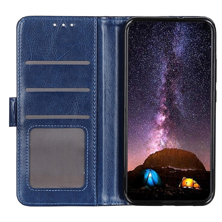 For OnePlus Nord CE3 5G Crazy Horse Texture Cover Wallet PU Leather Stand Cell Phone Case - Blue