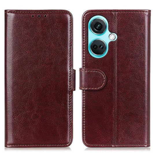 For OnePlus Nord CE3 5G Crazy Horse Texture Cover Wallet PU Leather Stand Cell Phone Case - Brown