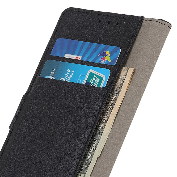 For OnePlus Nord CE3 5G Phone Cover PU Leather Shell Stand Wallet Textured Cell Phone Case - Black