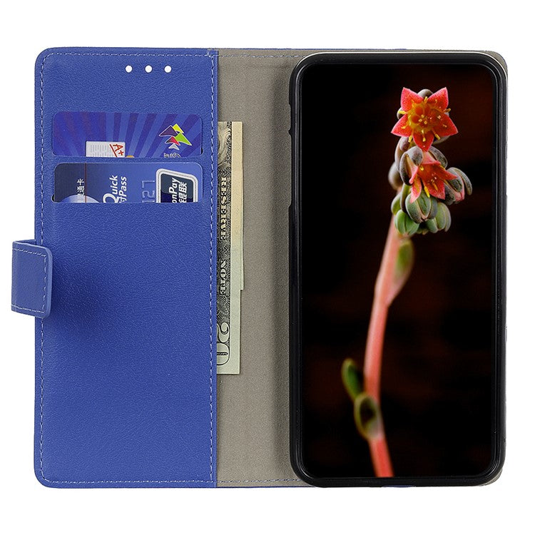 For OnePlus Nord CE3 5G Phone Cover PU Leather Shell Stand Wallet Textured Cell Phone Case - Blue