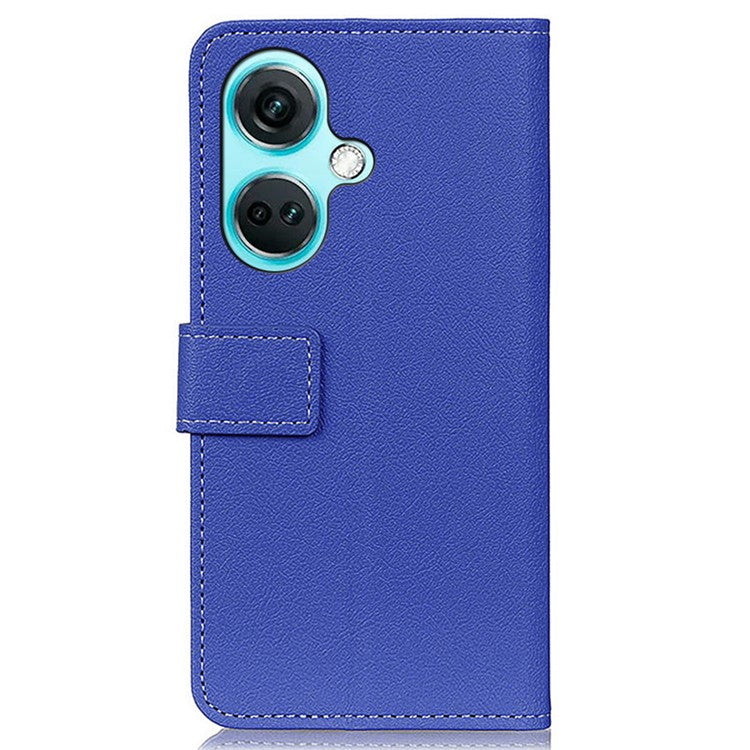 For OnePlus Nord CE3 5G Phone Cover PU Leather Shell Stand Wallet Textured Cell Phone Case - Blue