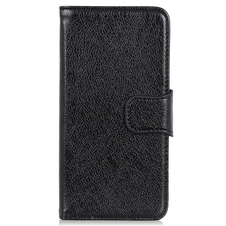For OnePlus Nord CE3 5G Split Leather Wallet Case Nappa Texture Phone Cover with Stand Function - Black