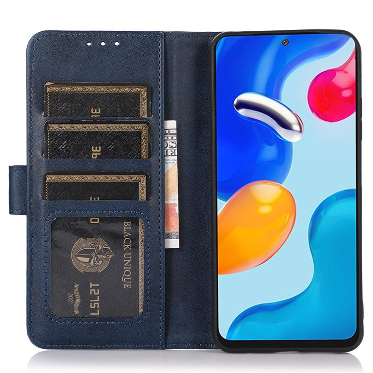 For OnePlus Nord CE3 5G Phone Wallet Case Phone Stand Cowhide Texture PU Leather Cover - Blue
