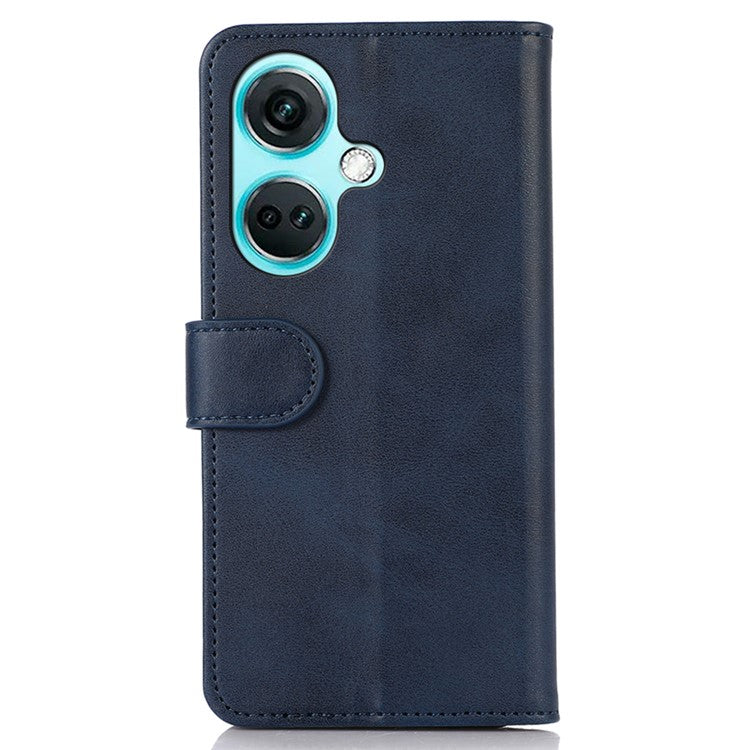 For OnePlus Nord CE3 5G Phone Wallet Case Phone Stand Cowhide Texture PU Leather Cover - Blue