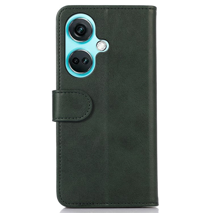 For OnePlus Nord CE3 5G Phone Wallet Case Phone Stand Cowhide Texture PU Leather Cover - Green
