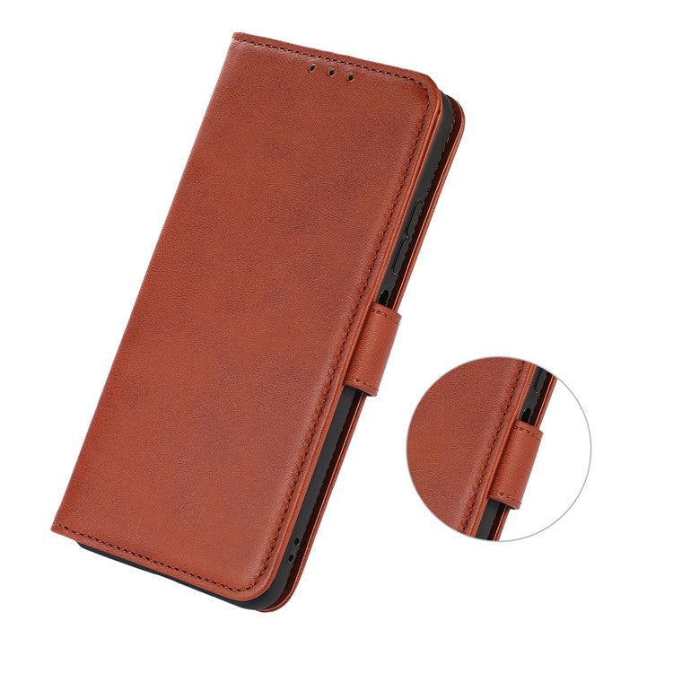For OnePlus Nord CE3 5G Phone Wallet Case Phone Stand Cowhide Texture PU Leather Cover - Brown