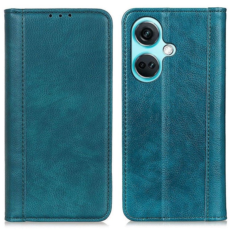 For OnePlus Nord CE3 5G Wallet Case Split Leather Stand Litchi Texture Shockproof Phone Cover - Green