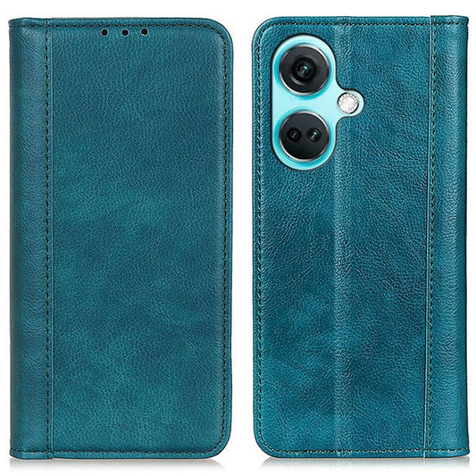 For OnePlus Nord CE3 5G Wallet Case Split Leather Stand Litchi Texture Shockproof Phone Cover - Green