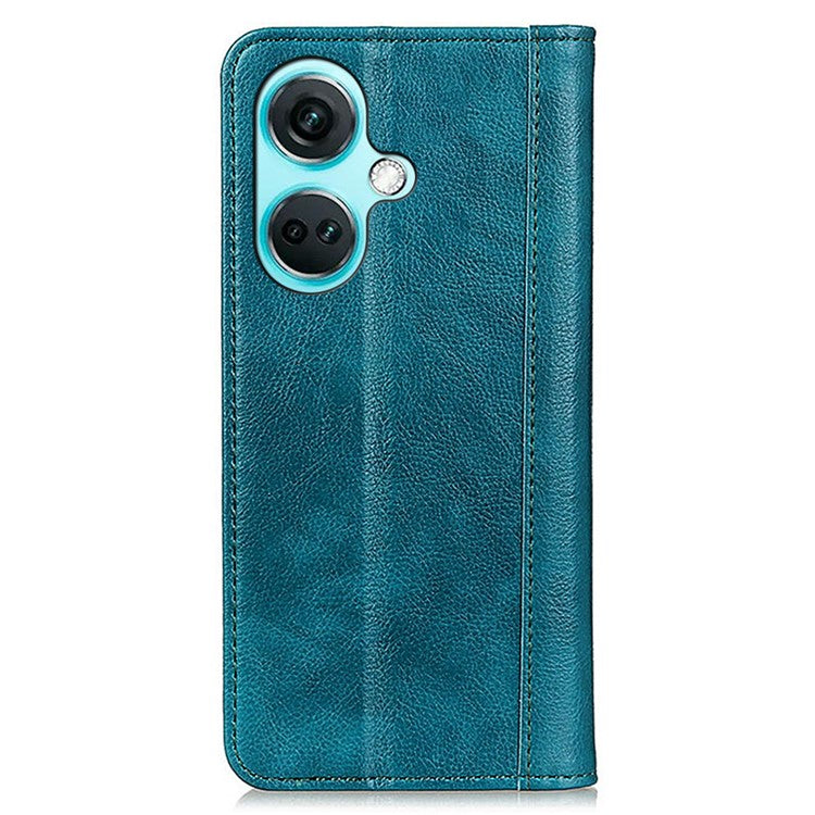 For OnePlus Nord CE3 5G Wallet Case Split Leather Stand Litchi Texture Shockproof Phone Cover - Green