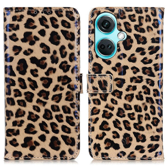 For OnePlus Nord CE3 5G Leopard Print Cell Phone Case Dustproof PU Leather Stand Wallet Cover