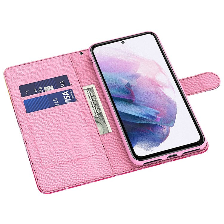 3D Pattern Printing Shell for Samsung Galaxy S23 FE PU Leather Wallet Phone Case Stand Cover with Strap - Wish Tree